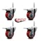 Service Caster 4 Inch Red Polyurethane Swivel 34 Inch Threaded Stem Caster Set with Total Lock Brake SCC-TSTTL20S414-PPUB-RED-34212-4 - alternate 4